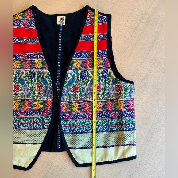 Floral Embroidered Waistcoat Purple Pink Blue Green Multicolored Vest Size Large - Picture 13 of 14